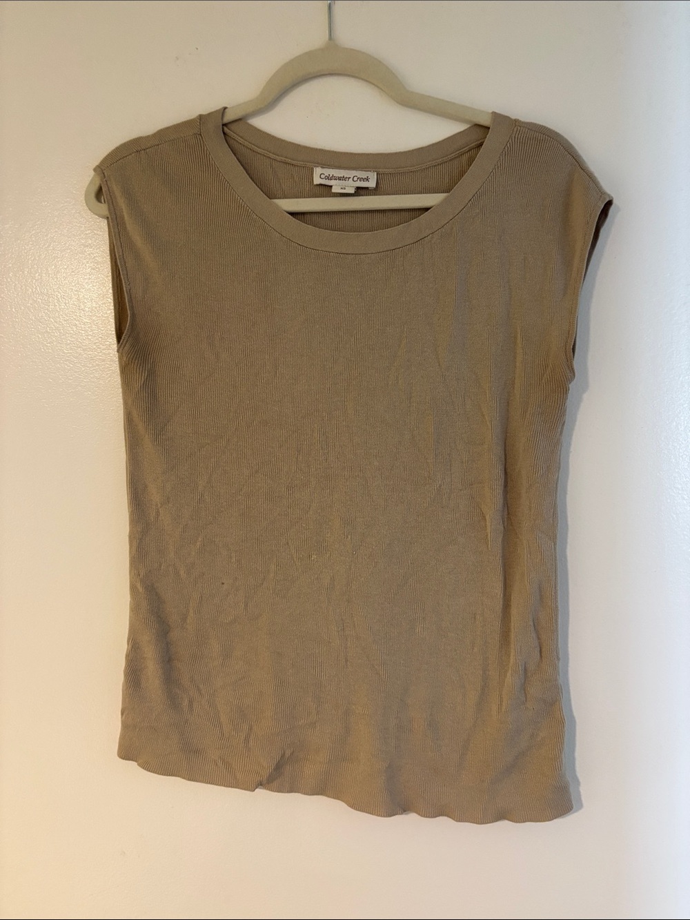 Coldwater Creek Women's Taupe Ribbed Sleeveless Tank
